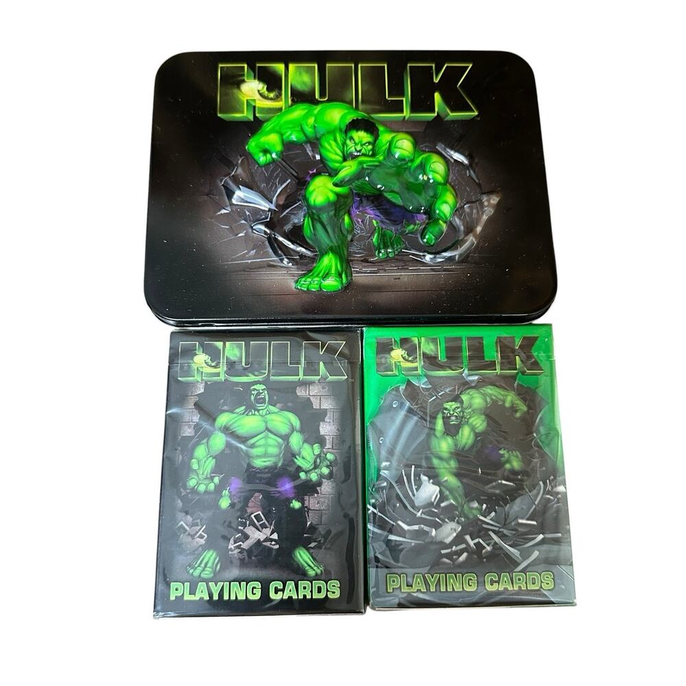 Vtg Incredible Hulk Movie Marvel 2 Decks Playing Cards in Collector Tin 2003
